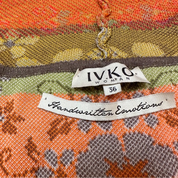 IVKO floral mocha tan and colorful floral cardigan sweater, 36, S. - Picture 4 of 6